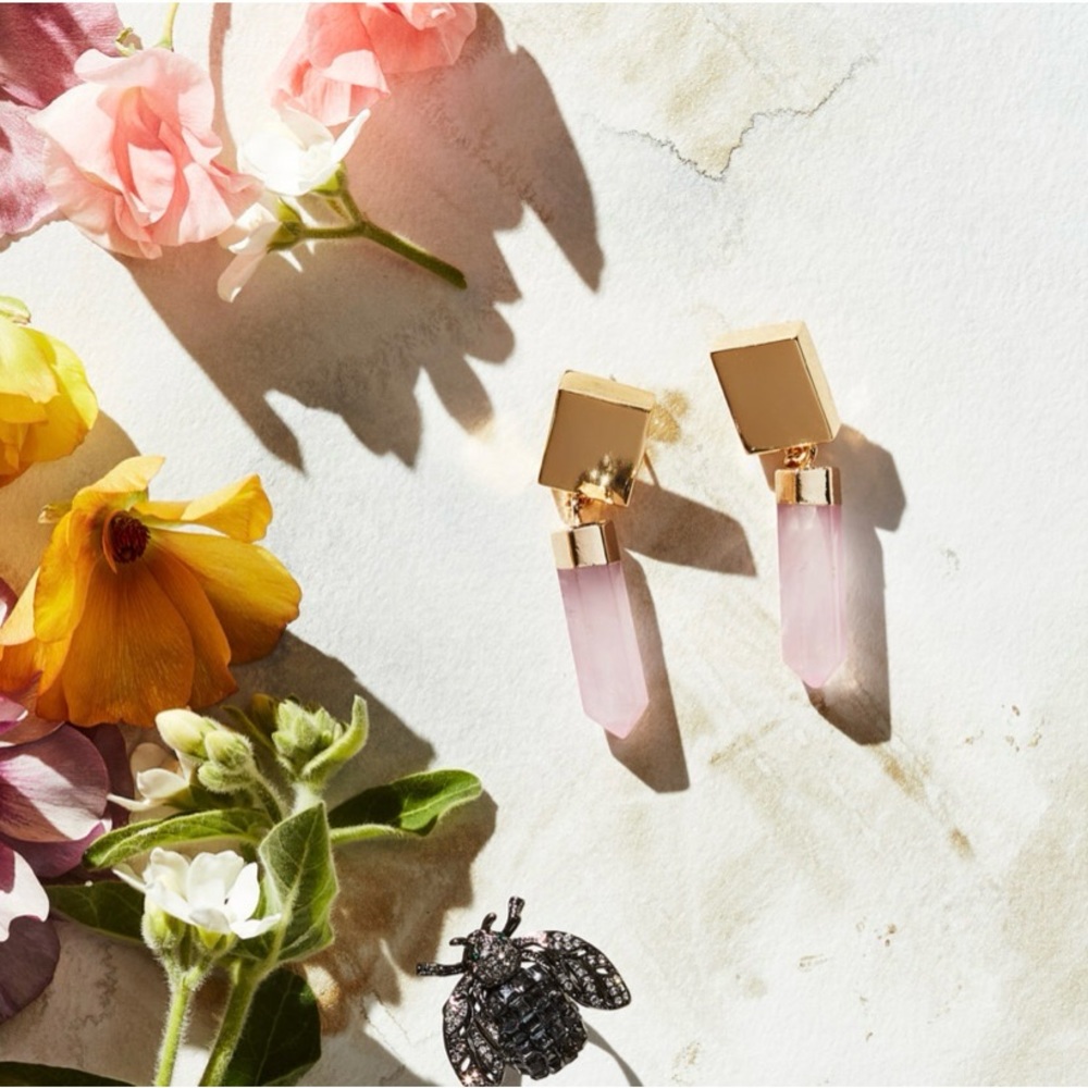 Joanna Buchanan Modern Quartz Earrings-Rose Quartz - Picture 2 of 6